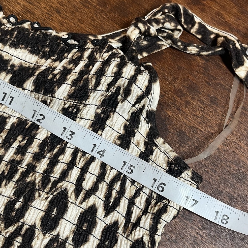 Womens Brown Smocked Tiered Maxi Dress Size L Tie Shoulder Boho Resort Vacation‎ - Picture 11 of 12